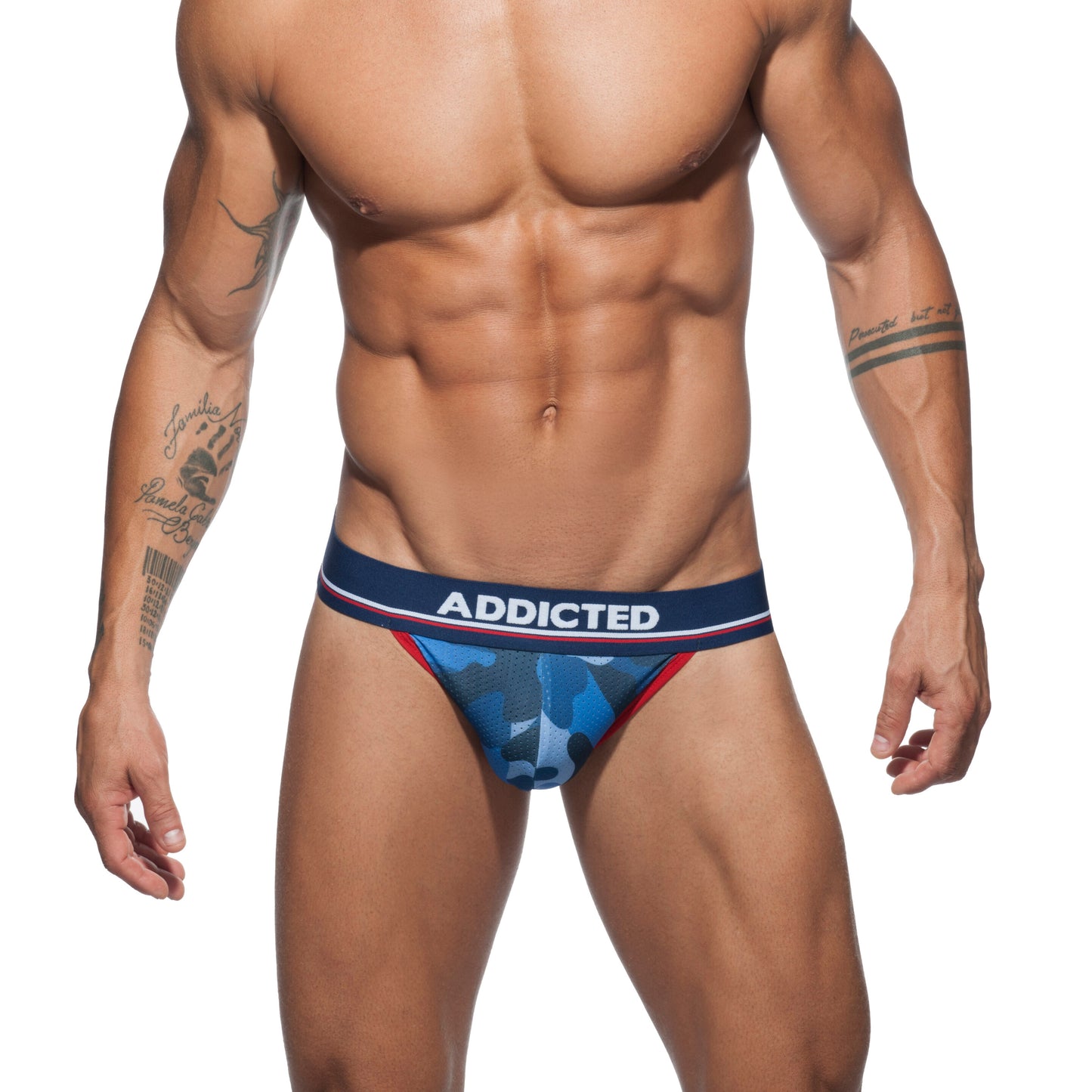 Addicted Camo Mesh Push Up Jockstrap Navy 2