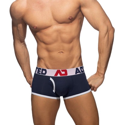 ADDICTED Open Fly Cotton Trunk Navy/White