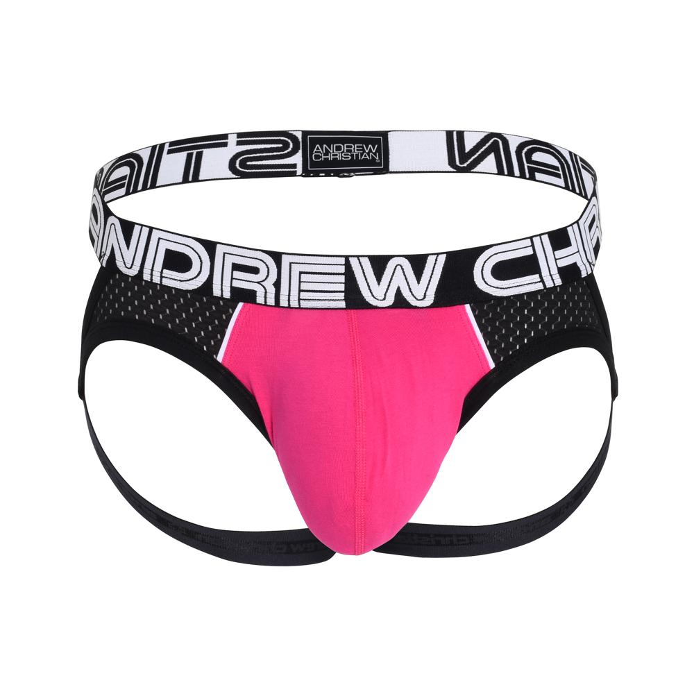 Andrew Christian SHOW-IT® RETRO POP MESH FRAME JOCK Fuchsia