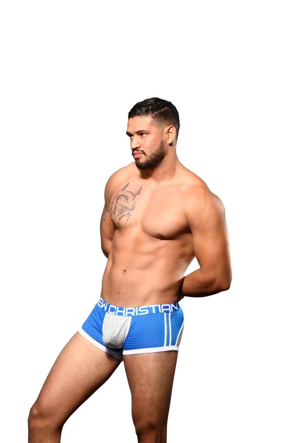 Andrew Christian SHOW-IT® Sports Mesh Boxer Heather/Blue