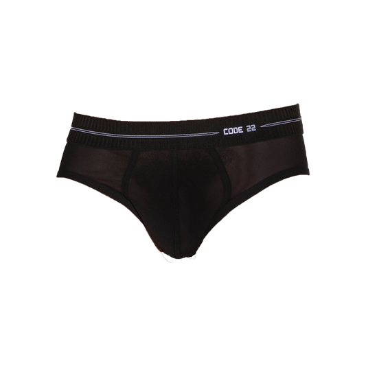 CODE 22 Sheer Mesh Brief Black